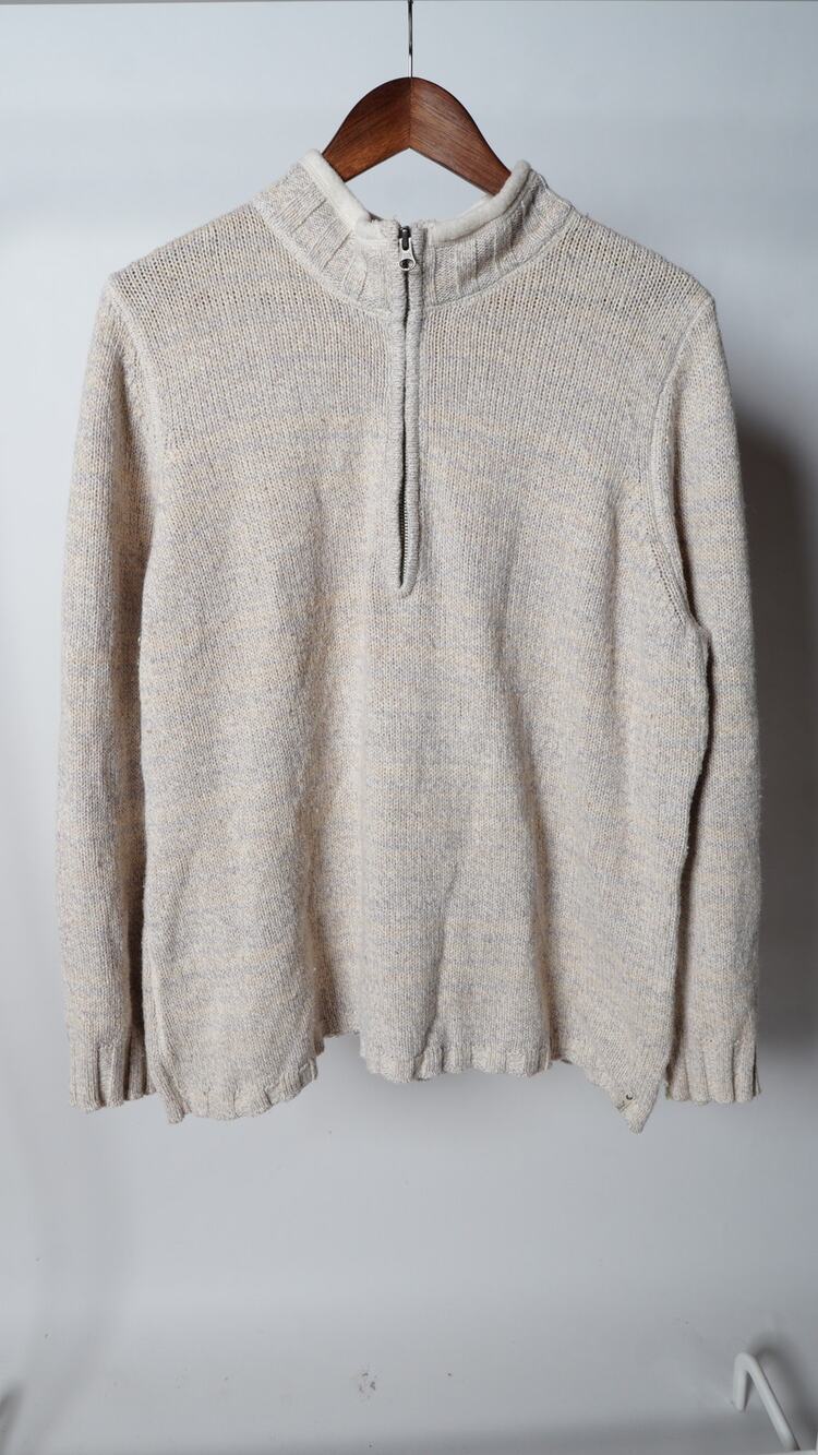 Woolrich Ivory Knit Popover Half Zip Nordic Sweater Size 2XL